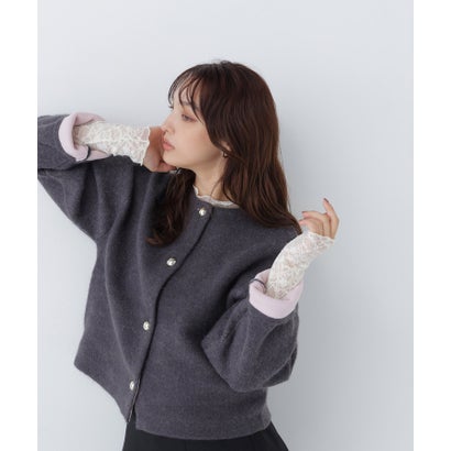 ナチュラルビューティーベーシック NATURAL BEAUTY BASIC 接結ニットジャケット （ラベンダー系2）｜詳細画像