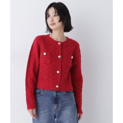 ナチュラルビューティーベーシック NATURAL BEAUTY BASIC ラメケーブルカーディガン （ベージュ1）｜詳細画像