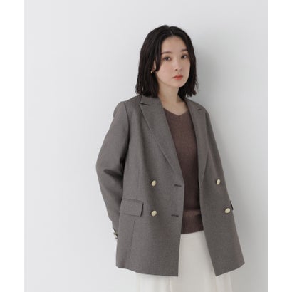 ナチュラルビューティーベーシック NATURAL BEAUTY BASIC ダブルブレストボクシージャケットⅡ （ミディアムグレー）｜詳細画像