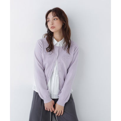 ナチュラルビューティーベーシック NATURAL BEAUTY BASIC フワラーモチーフカーディガン （グレー）｜詳細画像