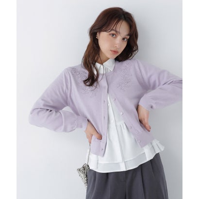 ナチュラルビューティーベーシック NATURAL BEAUTY BASIC フワラーモチーフカーディガン （グレー）｜詳細画像