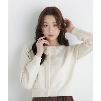 ナチュラルビューティーベーシック NATURAL BEAUTY BASIC フワラーモチーフカーディガン （グレー）｜詳細画像