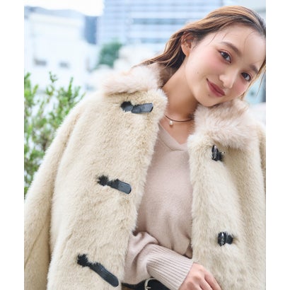 ナチュラルビューティーベーシック NATURAL BEAUTY BASIC フェイクファーバックルブルゾン （ブラウン）｜詳細画像