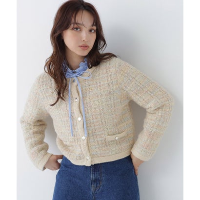 ナチュラルビューティーベーシック NATURAL BEAUTY BASIC ツイーディーカーディガン （モカ）｜詳細画像