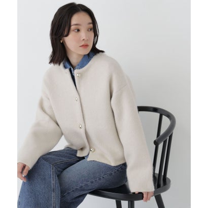 ナチュラルビューティーベーシック NATURAL BEAUTY BASIC 接結ニットジャケット （チャコール系2）｜詳細画像