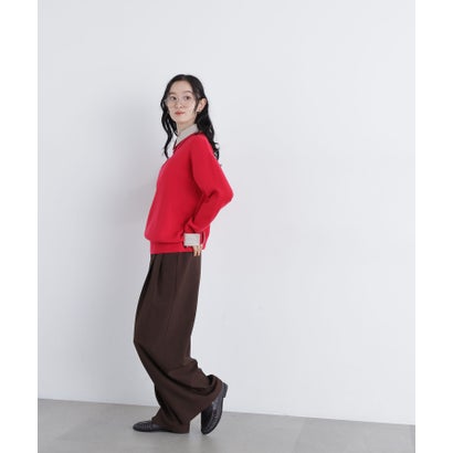ナチュラルビューティーベーシック NATURAL BEAUTY BASIC 〈N.〉ミドル丈シャツレイヤードニット （ボルドーベース2）｜詳細画像