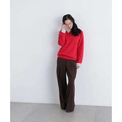 ナチュラルビューティーベーシック NATURAL BEAUTY BASIC 〈N.〉ミドル丈シャツレイヤードニット （ボルドーベース2）｜詳細画像