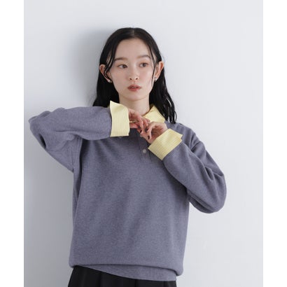 ナチュラルビューティーベーシック NATURAL BEAUTY BASIC 〈N.〉ミドル丈シャツレイヤードニット （ボルドーベース2）｜詳細画像