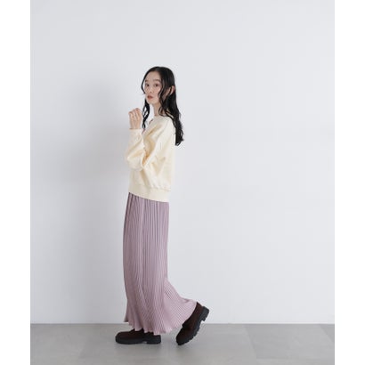 ナチュラルビューティーベーシック NATURAL BEAUTY BASIC 〈N.〉サテンプリーツナロースカート （ブラウン）｜詳細画像