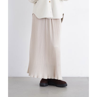 ナチュラルビューティーベーシック NATURAL BEAUTY BASIC 〈N.〉サテンプリーツナロースカート （ブラウン）｜詳細画像