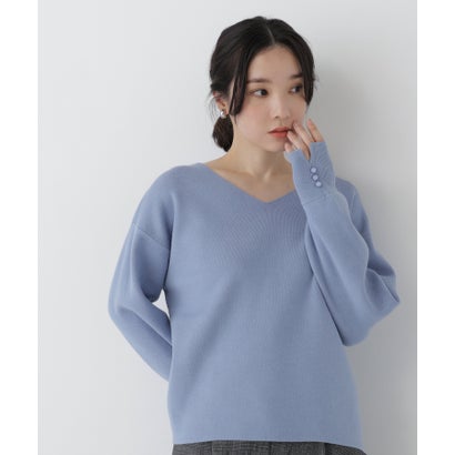 ナチュラルビューティーベーシック NATURAL BEAUTY BASIC ダブルジャガードVネックニット （ブラウン）｜詳細画像