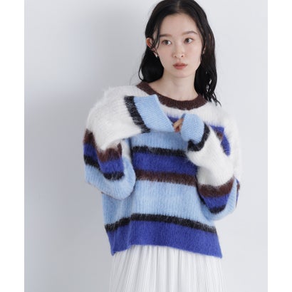ナチュラルビューティーベーシック NATURAL BEAUTY BASIC 〈N.〉マルチボーダーニット （ブラウンベース）｜詳細画像