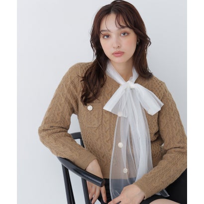 ナチュラルビューティーベーシック NATURAL BEAUTY BASIC ラメケーブルカーディガン （ネイビー）｜詳細画像