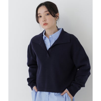 ナチュラルビューティーベーシック NATURAL BEAUTY BASIC スキッパーニット （ライトグリーン）｜詳細画像