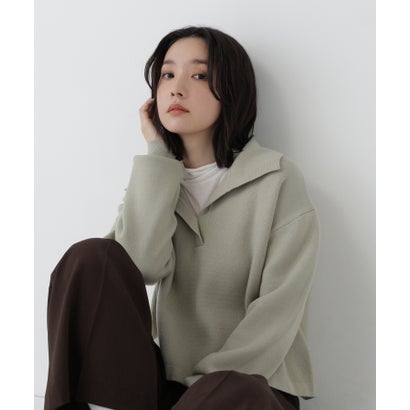 ナチュラルビューティーベーシック NATURAL BEAUTY BASIC スキッパーニット （ネイビー）｜詳細画像