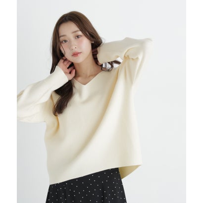 ナチュラルビューティーベーシック NATURAL BEAUTY BASIC ダブルジャガードVネックニット （ブラック）｜詳細画像