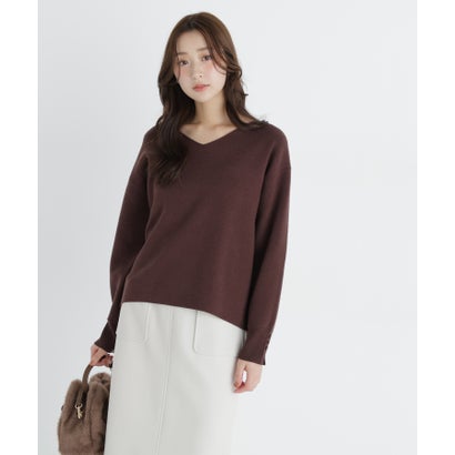 ナチュラルビューティーベーシック NATURAL BEAUTY BASIC ダブルジャガードVネックニット （ブラック）｜詳細画像