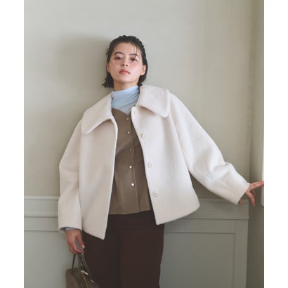 ナチュラルビューティーベーシック NATURAL BEAUTY BASIC ビッグカラーシャギーコート （グレー）｜詳細画像