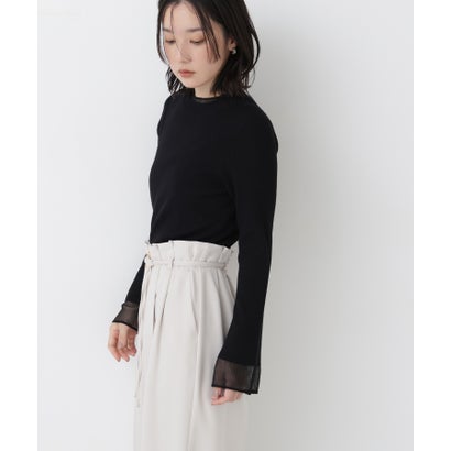 ナチュラルビューティーベーシック NATURAL BEAUTY BASIC シアーフレアカフスリブニット （オフホワイト1）｜詳細画像