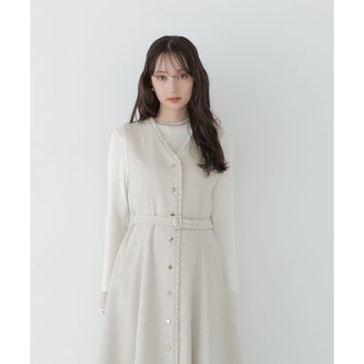 ナチュラルビューティーベーシック NATURAL BEAUTY BASIC シアーフレアカフスリブニット （イエロー）｜詳細画像