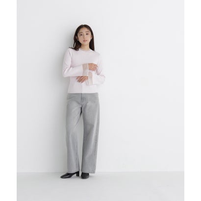 ナチュラルビューティーベーシック NATURAL BEAUTY BASIC シアーフレアカフスリブニット （イエロー）｜詳細画像