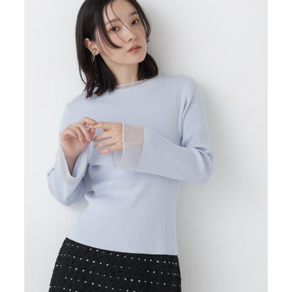 ナチュラルビューティーベーシック NATURAL BEAUTY BASIC シアーフレアカフスリブニット （イエロー）｜詳細画像