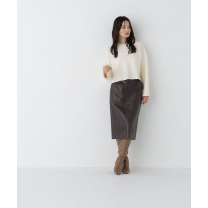 ナチュラルビューティーベーシック NATURAL BEAUTY BASIC クロップドダブルジャガードニット （オフホワイト1）｜詳細画像