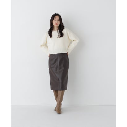 ナチュラルビューティーベーシック NATURAL BEAUTY BASIC クロップドダブルジャガードニット （オフホワイト1）｜詳細画像