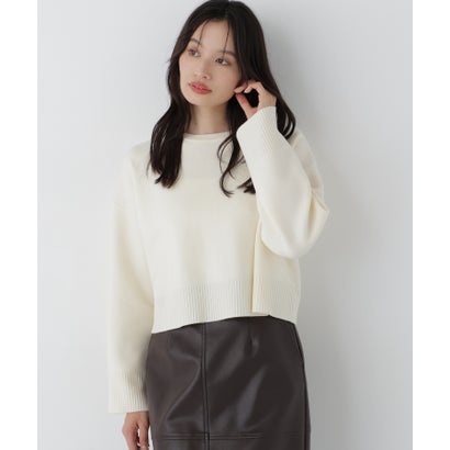 ナチュラルビューティーベーシック NATURAL BEAUTY BASIC クロップドダブルジャガードニット （オフホワイト1）｜詳細画像