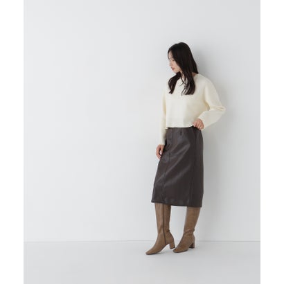 ナチュラルビューティーベーシック NATURAL BEAUTY BASIC クロップドダブルジャガードニット （オフホワイト1）｜詳細画像