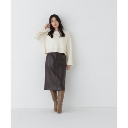 ナチュラルビューティーベーシック NATURAL BEAUTY BASIC クロップドダブルジャガードニット （オフホワイト1）｜詳細画像