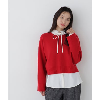 ナチュラルビューティーベーシック NATURAL BEAUTY BASIC クロップドダブルジャガードニット （オフホワイト1）｜詳細画像