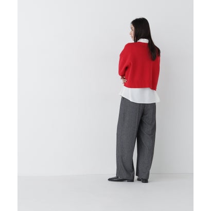 ナチュラルビューティーベーシック NATURAL BEAUTY BASIC クロップドダブルジャガードニット （オフホワイト1）｜詳細画像