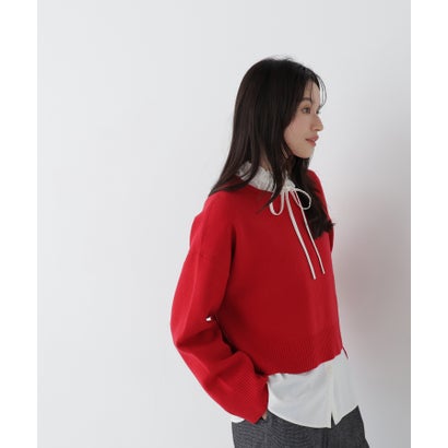 ナチュラルビューティーベーシック NATURAL BEAUTY BASIC クロップドダブルジャガードニット （オフホワイト1）｜詳細画像