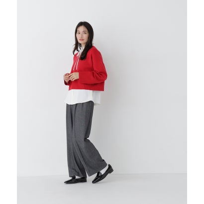 ナチュラルビューティーベーシック NATURAL BEAUTY BASIC クロップドダブルジャガードニット （オフホワイト1）｜詳細画像