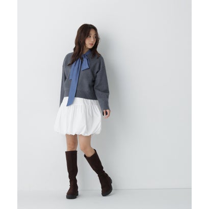 ナチュラルビューティーベーシック NATURAL BEAUTY BASIC クロップドダブルジャガードニット （オフホワイト1）｜詳細画像