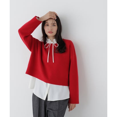 ナチュラルビューティーベーシック NATURAL BEAUTY BASIC クロップドダブルジャガードニット （オフホワイト1）｜詳細画像