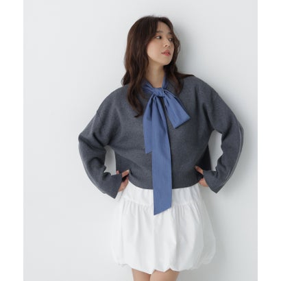 ナチュラルビューティーベーシック NATURAL BEAUTY BASIC クロップドダブルジャガードニット （オフホワイト1）｜詳細画像