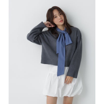 ナチュラルビューティーベーシック NATURAL BEAUTY BASIC クロップドダブルジャガードニット （オフホワイト1）｜詳細画像