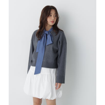ナチュラルビューティーベーシック NATURAL BEAUTY BASIC クロップドダブルジャガードニット （オフホワイト1）｜詳細画像