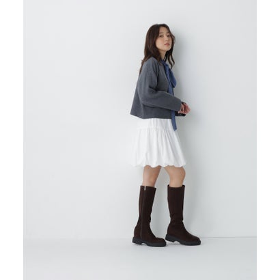 ナチュラルビューティーベーシック NATURAL BEAUTY BASIC クロップドダブルジャガードニット （オフホワイト1）｜詳細画像