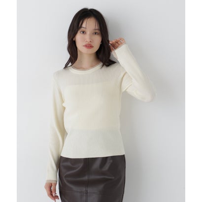 ナチュラルビューティーベーシック NATURAL BEAUTY BASIC バイカラーリブニット （ブラック系2）｜詳細画像