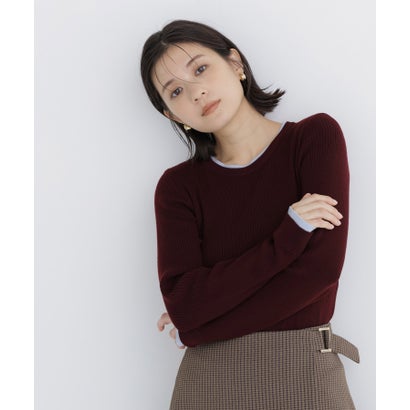 ナチュラルビューティーベーシック NATURAL BEAUTY BASIC バイカラーリブニット （オフホワイト系2）｜詳細画像