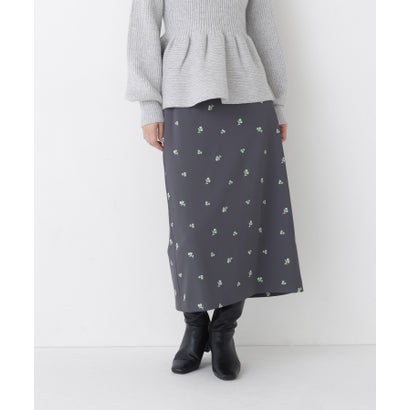 ナチュラルビューティーベーシック NATURAL BEAUTY BASIC 刺繍ナロースカート （チャコール2）｜詳細画像