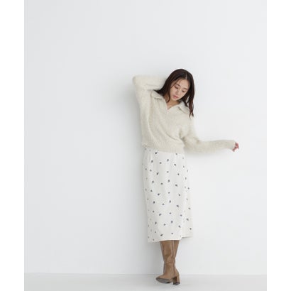 ナチュラルビューティーベーシック NATURAL BEAUTY BASIC 刺繍ナロースカート （チャコール2）｜詳細画像