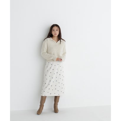 ナチュラルビューティーベーシック NATURAL BEAUTY BASIC 刺繍ナロースカート （チャコール2）｜詳細画像