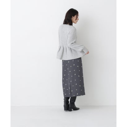 ナチュラルビューティーベーシック NATURAL BEAUTY BASIC 刺繍ナロースカート （チャコール2）｜詳細画像