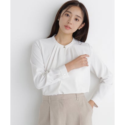 ナチュラルビューティーベーシック NATURAL BEAUTY BASIC フロントタックブラウス （ネイビー）｜詳細画像