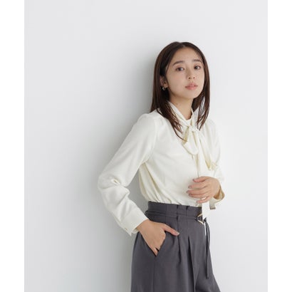 ナチュラルビューティーベーシック NATURAL BEAUTY BASIC 2WAYリボンボウタイブラウス （ブルー）｜詳細画像