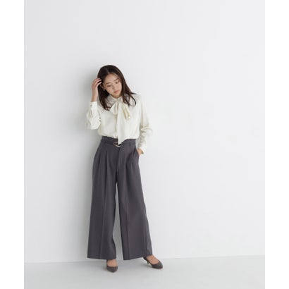 ナチュラルビューティーベーシック NATURAL BEAUTY BASIC 2WAYリボンボウタイブラウス （ブルー）｜詳細画像